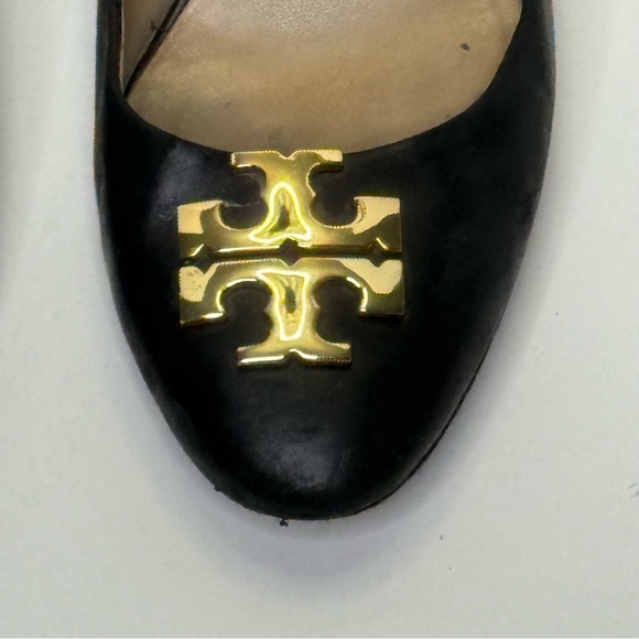 Tory Burch Black and Gold 3 Inch Block Heel with T Signature Logo - Picture 3 of 11